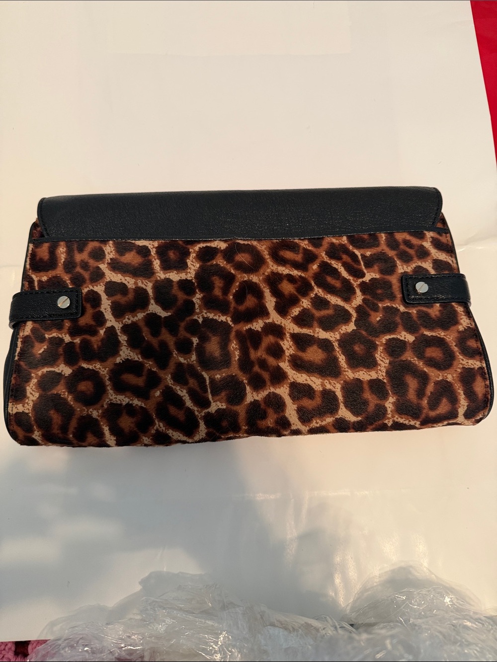 Michael Kors Black & Leopard Print Clutch with Gold Hardware - Picture 3 of 5